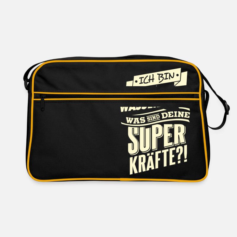 Superkräfte Wassermann Rahmenlos Sternzeichen Ge - Retro Tasche - Schwarz/Gold