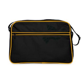 Frieden Taube Peace Pace Mir - Retro Tasche - Schwarz/Gold - Vorne