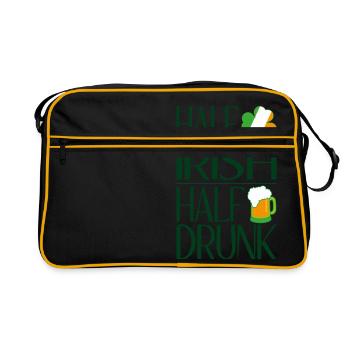 Half Irish halb betrunken - Retro Tasche - Schwarz/Gold - Vorne