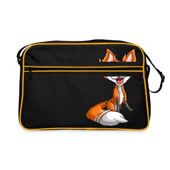 Lachender Fuchs - Retro Tasche - Schwarz/Gold - Vorne