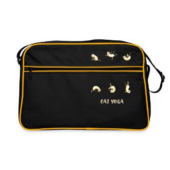 Yoga Katzen Humor übungen Sport Om spirituell joga - Retro Tasche - Schwarz/Gold - Vorne