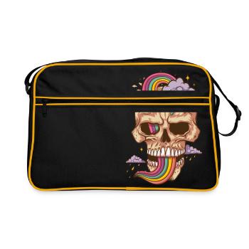 Totenkopf mit verrückten Stimmungen - Retro Tasche - Schwarz/Gold - Vorne