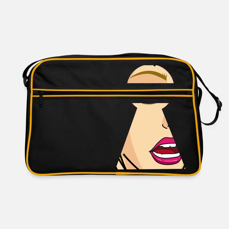 Frau schaut durch Schlüsselloch, Comic Pop Art Retro Tasche