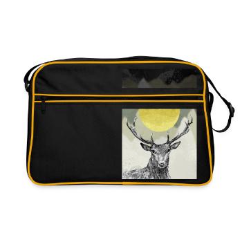 Cerf roi de la forêt - Sac Retro - noir/or - Devant