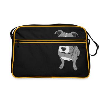Chien chercher chien doux Stafford idée cadeau - Sac Retro - noir/or - Devant