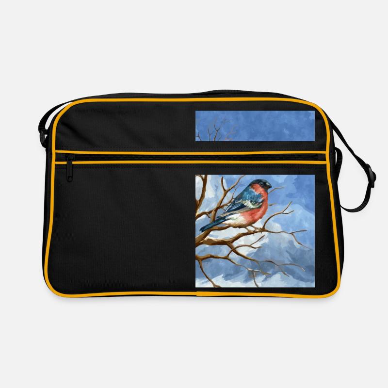 Oiseau du Bouvreuil - Sac Retro - noir/or