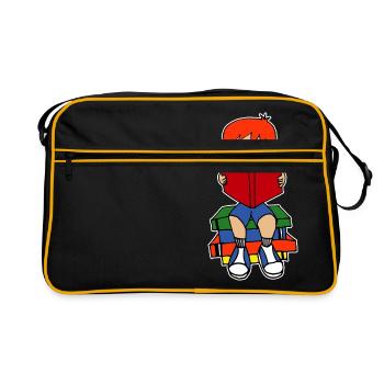 Premier jour d’école - Amour Livres Amour Lire - Sac Retro - noir/or - Devant