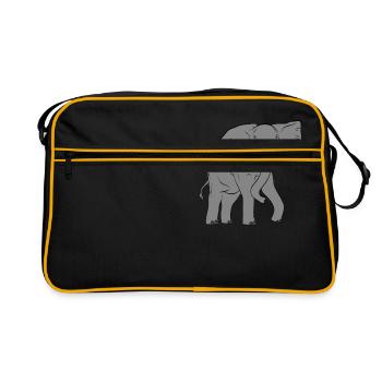 Elefant - Elephant - Retro Tasche - Schwarz/Gold - Vorne