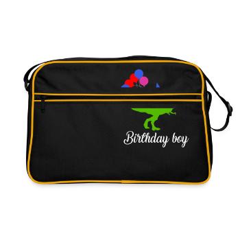 Geburtstags-Jungen-Shark - Retro Tasche - Schwarz/Gold - Vorne
