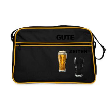 Bons moments = bière pleine / mauvais moments = vide - Sac Retro - noir/or - Devant