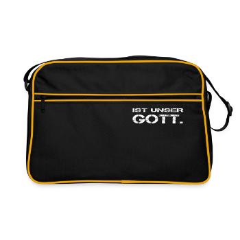 Ein feste Burg ist unser Gott - Retro Tasche - Schwarz/Gold - Vorne