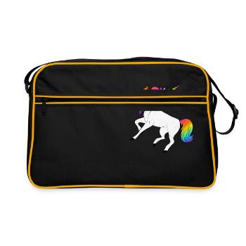 Einhorn - Retro Tasche - Schwarz/Gold - Vorne