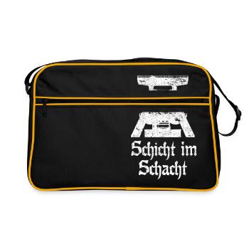 Schicht im Schacht Zeche Bergmann - Retro Tasche - Schwarz/Gold - Vorne