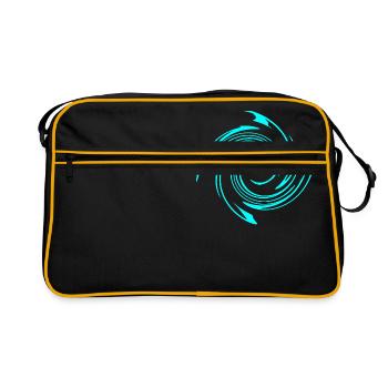 Wirbel Spirale Kringel Muster Shirt Geschenk Idee - Retro Tasche - Schwarz/Gold - Vorne