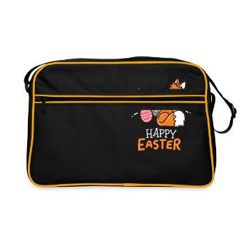 Fuchs - Füchsin - Ostern - Frohe Ostern - Geschenk - Retro Tasche - Schwarz/Gold - Vorne