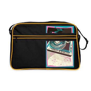 I LOVE VINYLES, Pop Art, Turntable, Platine - Sac Retro - noir/or - Devant