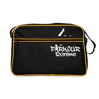 Parkour Extreme Urban Hindernis Sprung Geschenk - Retro Tasche - Schwarz/Gold - Vorne