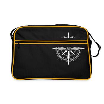 Compass Compass compass needle lake sea scout - Retro Bag - black/gold - Front