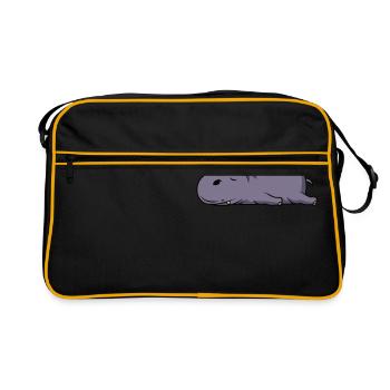 sleep hippopotamus Müdes Faules Nilpferd nope - Retro Tasche - Schwarz/Gold - Vorne