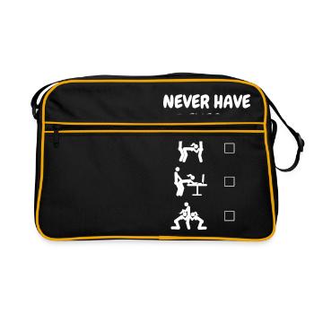 Jamais je n'ai ... (blanc) - Sac Retro - noir/or - Devant