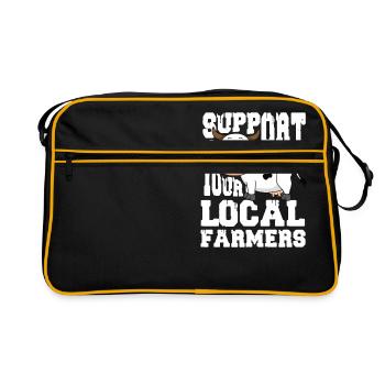 Unterstützen Sie Ihren lokalen Landwirt - Retro Tasche - Schwarz/Gold - Vorne