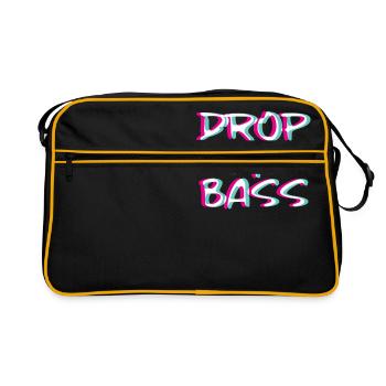 Drop Bass Techno Rave Glitch Geschenk Trippy Edm - Retro Tasche - Schwarz/Gold - Vorne