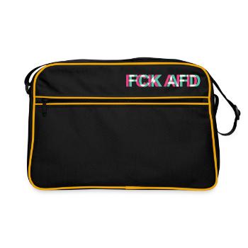 FCK AFD NZS Gegen Rassismus Faschismuss Glitch - Retro Tasche - Schwarz/Gold - Vorne