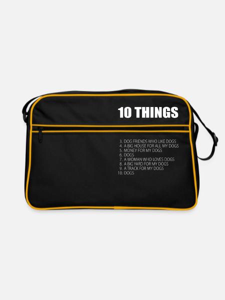 10 Things Dog Gifts For Dog Lovers Dog Novelty - Retro Tasche - Schwarz/Gold - Vorne