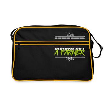 Lovable Never Disrespect A Farmer Illustration - Retro Bag - black/gold - Front