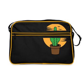 Kaktus Stinkefinger - Retro Tasche - Schwarz/Gold - Vorne
