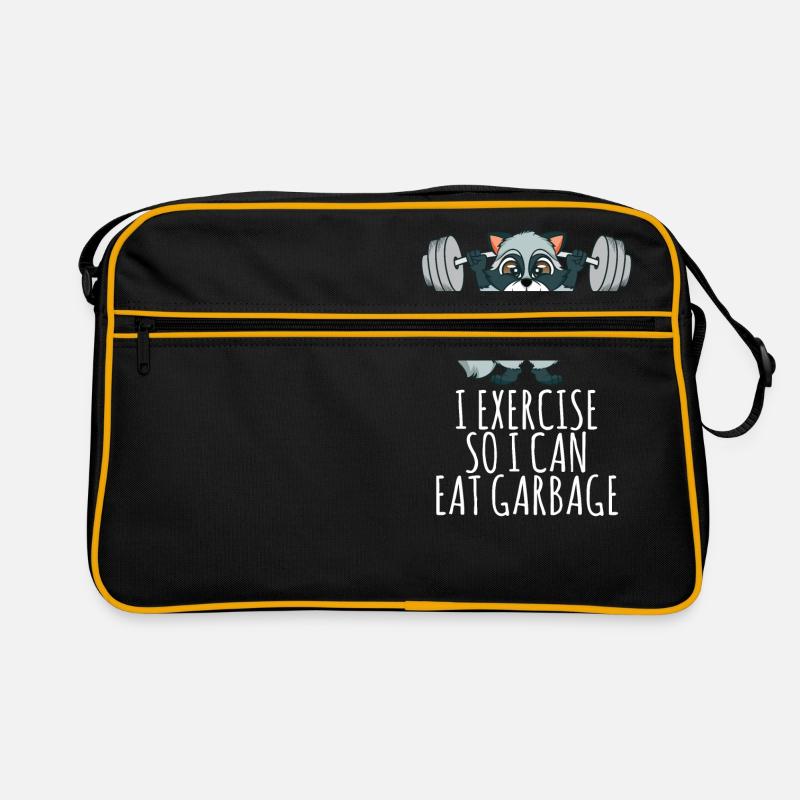 I Exercise So I Can Eat Garbage-Trash Panda - Retro Tasche - Schwarz/Gold