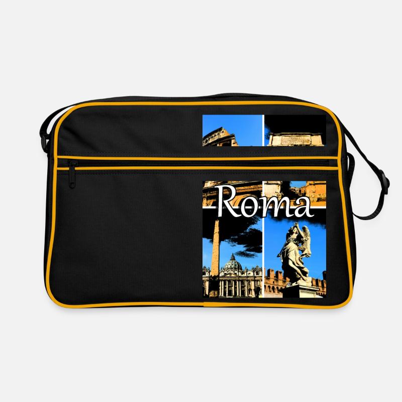 Roma collage bande dessinée signe lettrage - Sac Retro - noir/or