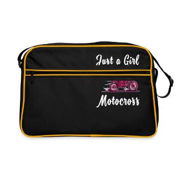 Motocross TShirt for women | Motocross rider - Retro Bag - black/gold - Front