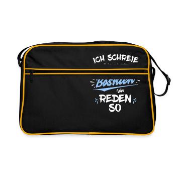 Ich bin aus Bosnien, wir reden so - Retro Tasche - Schwarz/Gold - Vorne