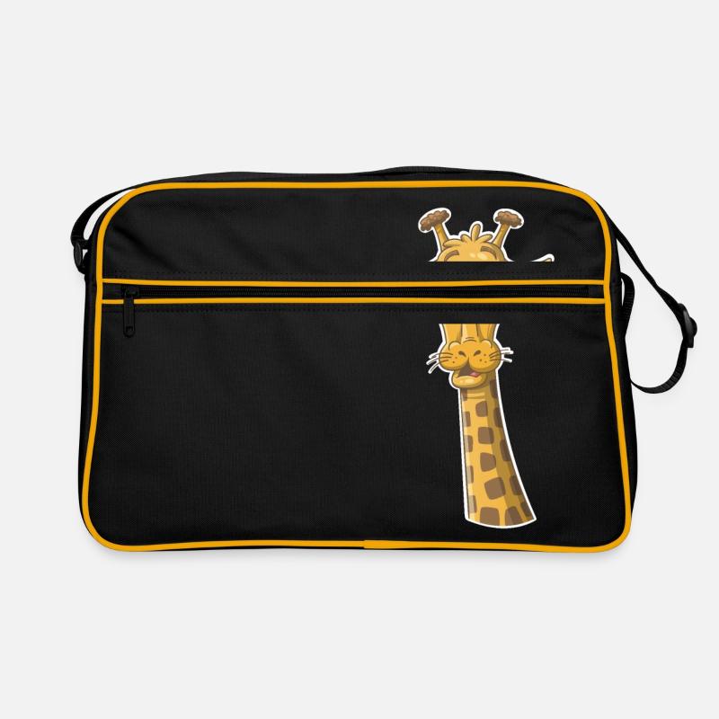 Girafe drôle - Sac Retro - noir/or