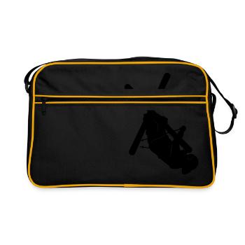 Astuce du skieur - montagne - sports d'hiver - saut - Sac Retro - noir/or - Devant