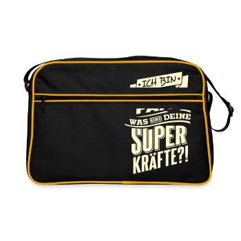 Superkraefte Papa Geburtstag RAHMENLOS Geschenk - Retro Tasche - Schwarz/Gold - Vorne