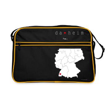 DA HEIM Shirt Männer - Retro Tasche - Schwarz/Gold - Vorne