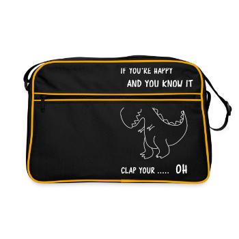 If you happy and you know it clap your OH - Retro Tasche - Schwarz/Gold - Vorne