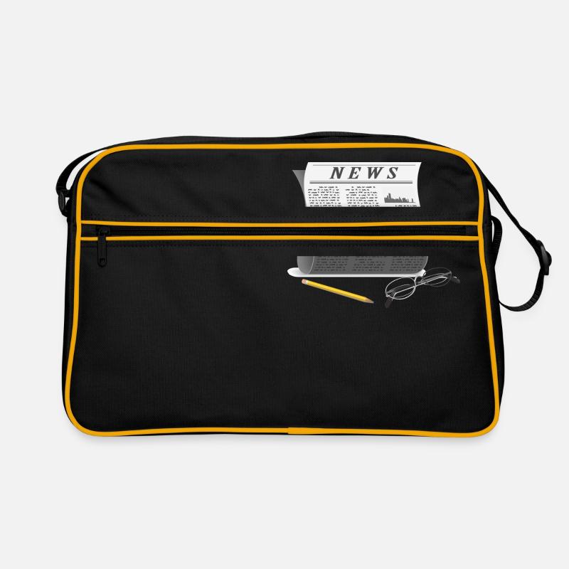 Zeitung - Retro Tasche - Schwarz/Gold