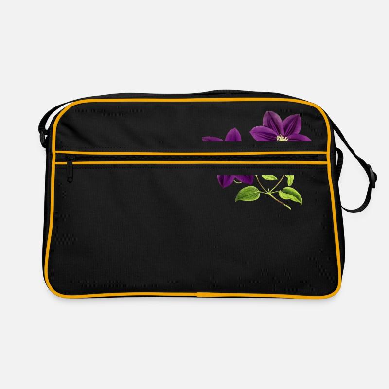 Lila Blumen - Retro Tasche - Schwarz/Gold