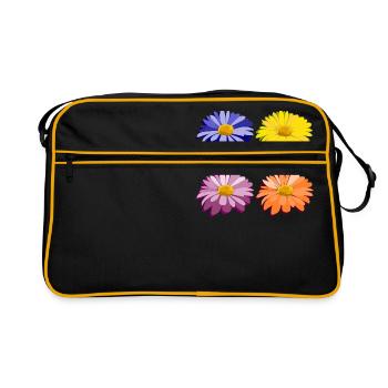 Blumen - Retro Tasche - Schwarz/Gold - Vorne
