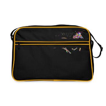 Regenbogen Einhorn Sparkles - Retro Tasche - Schwarz/Gold - Vorne