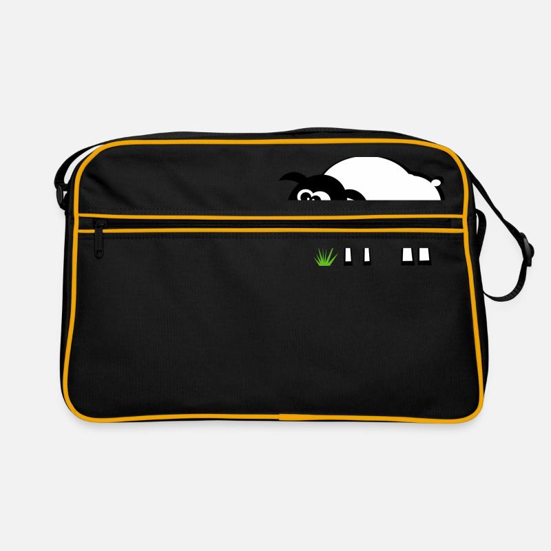 Sweet sheep eats grass. Gift - Retro Bag - black/gold