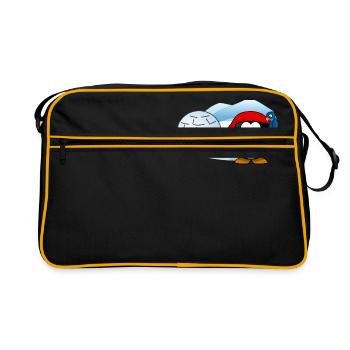 Pirate penguin with sword, parrot and igloo. - Retro Bag - black/gold - Front