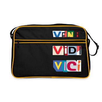 Veni Vidi Vici en lettre de journaux - Sac Retro - noir/or - Devant