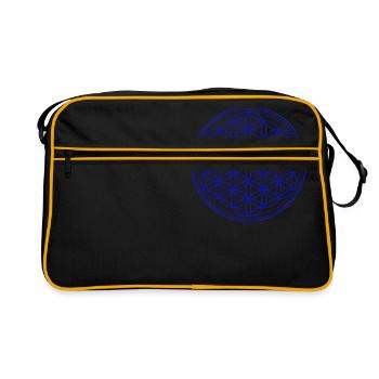 Fleur de vie en bleu - Sac Retro - noir/or - Devant