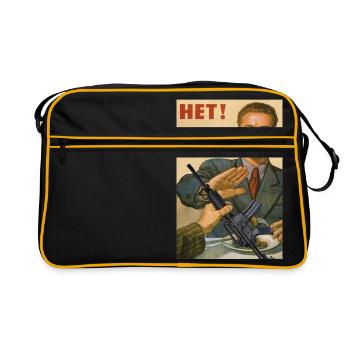 Njet M4 Gegen Waffen Pazifismus gegen Krieg - Retro Tasche - Schwarz/Gold - Vorne