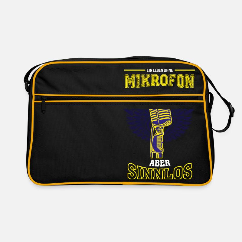 Mikrofon Singen Sänger Leben sinnlos - Geschenk - Retro Tasche - Schwarz/Gold