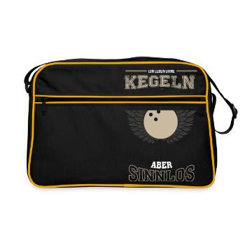 Kegeln Bowling Leben sinnlos - Geschenk - Retro Tasche - Schwarz/Gold - Vorne
